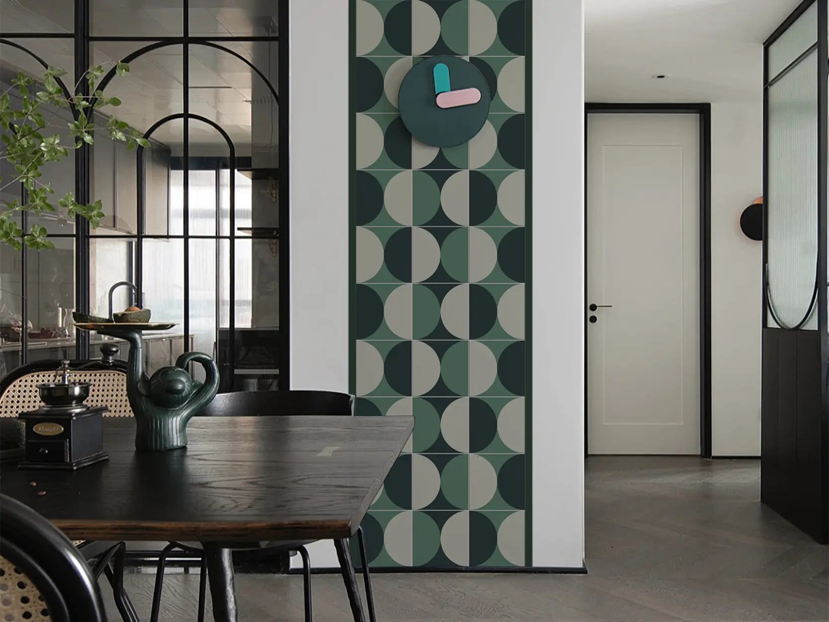 COLAMO Yin-Yang Vert Mat DIY Dosseret Autocollant Imperméable Carrelage Graphique à Motifs Auto-Adhésifs