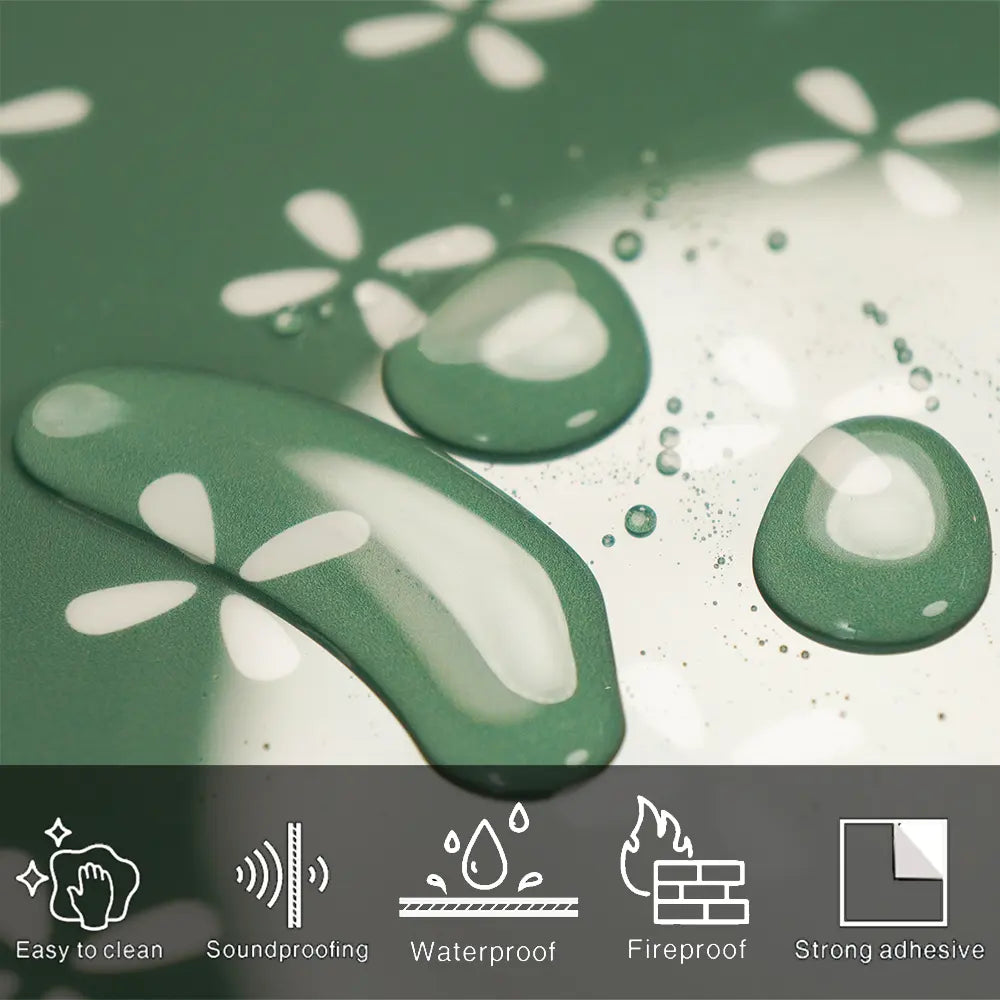 COLAMO Glossy Green Dot Print Patterned Self Adhesive Graphic Tile Peel and Stick Backsplash