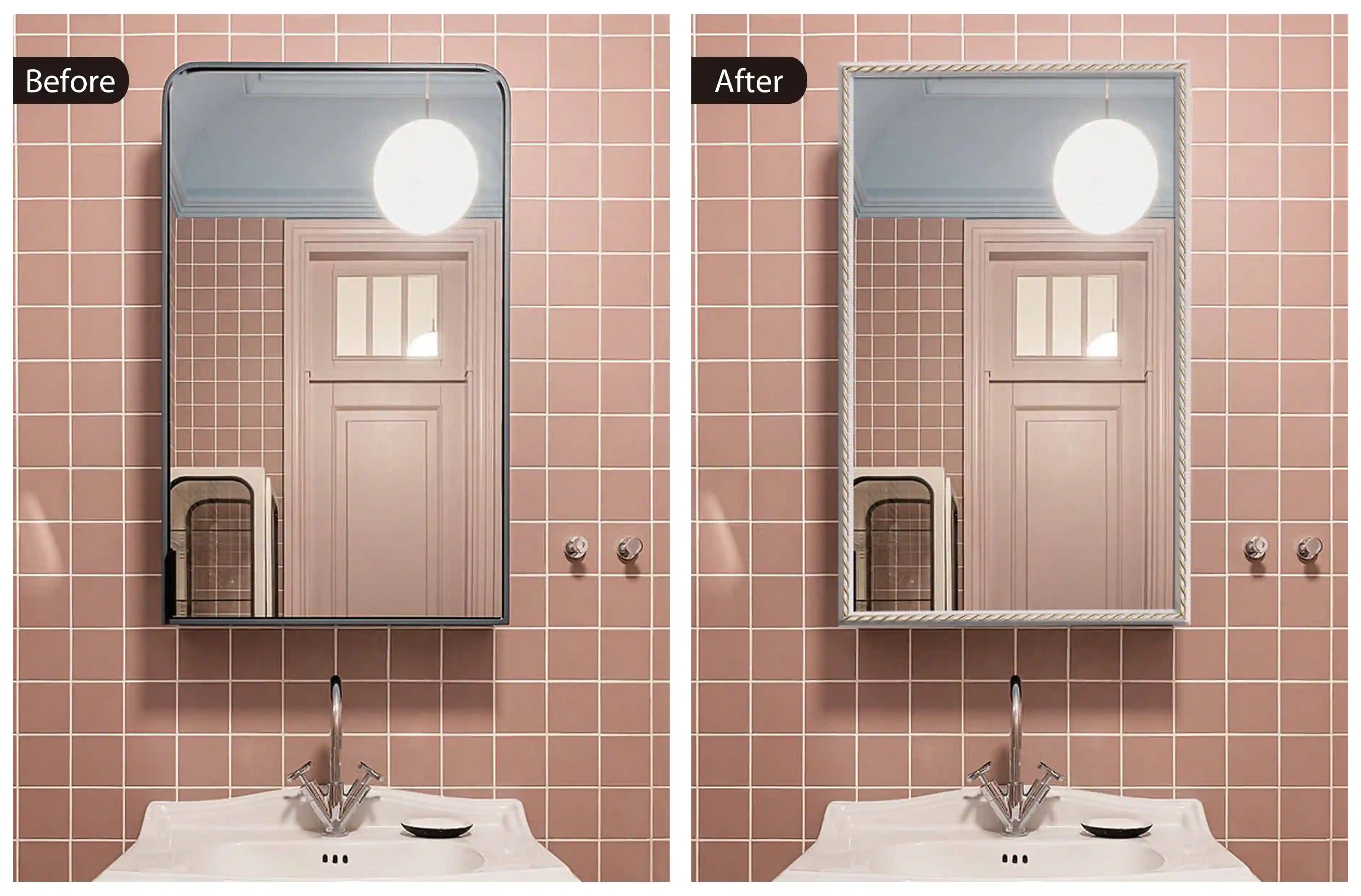 COLAMO Moulure adhésive blanche dorée pour plinthes, bordure de carrelage