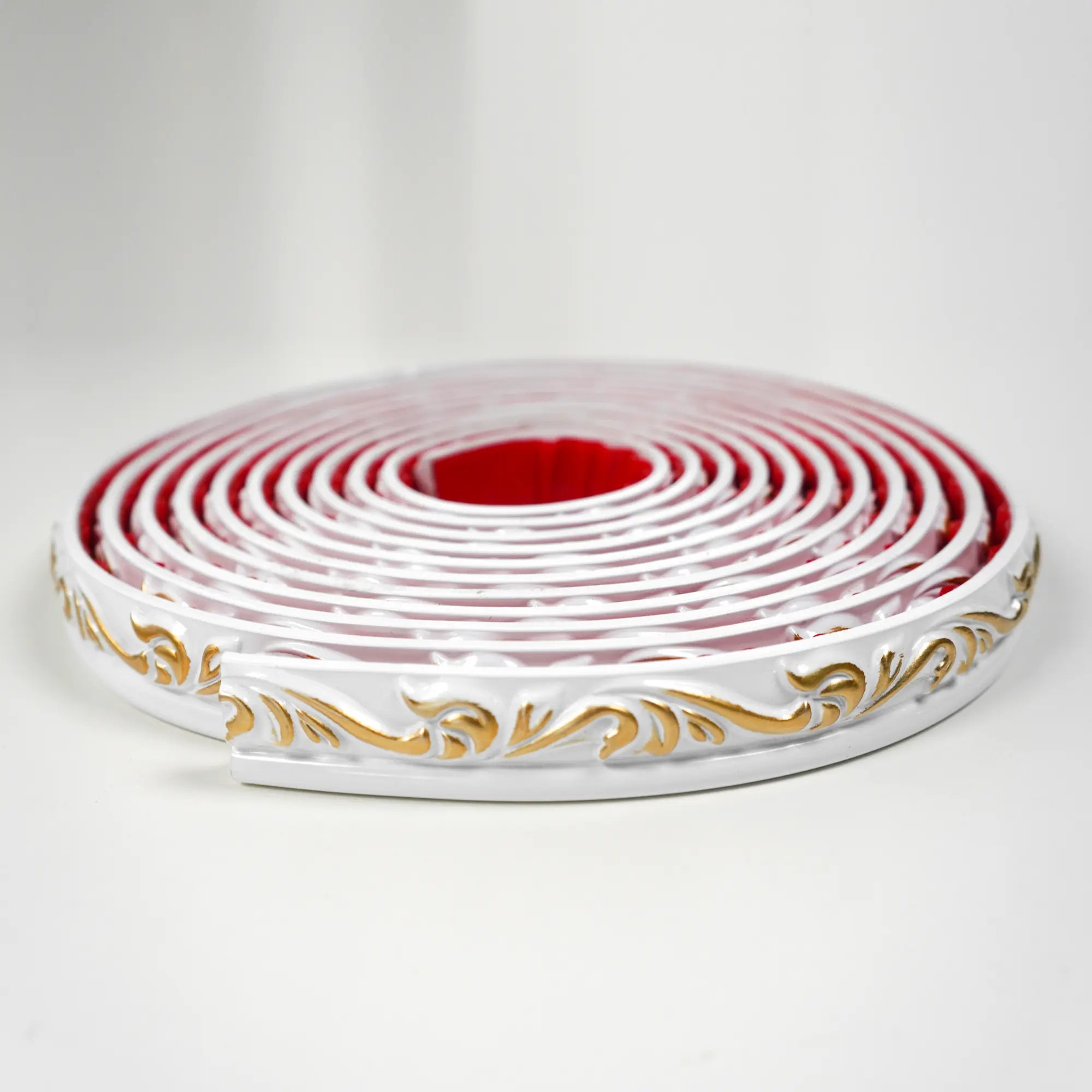 COLAMO Garniture de moulure blanche dorée à coller sur plinthe, bordure de carrelage