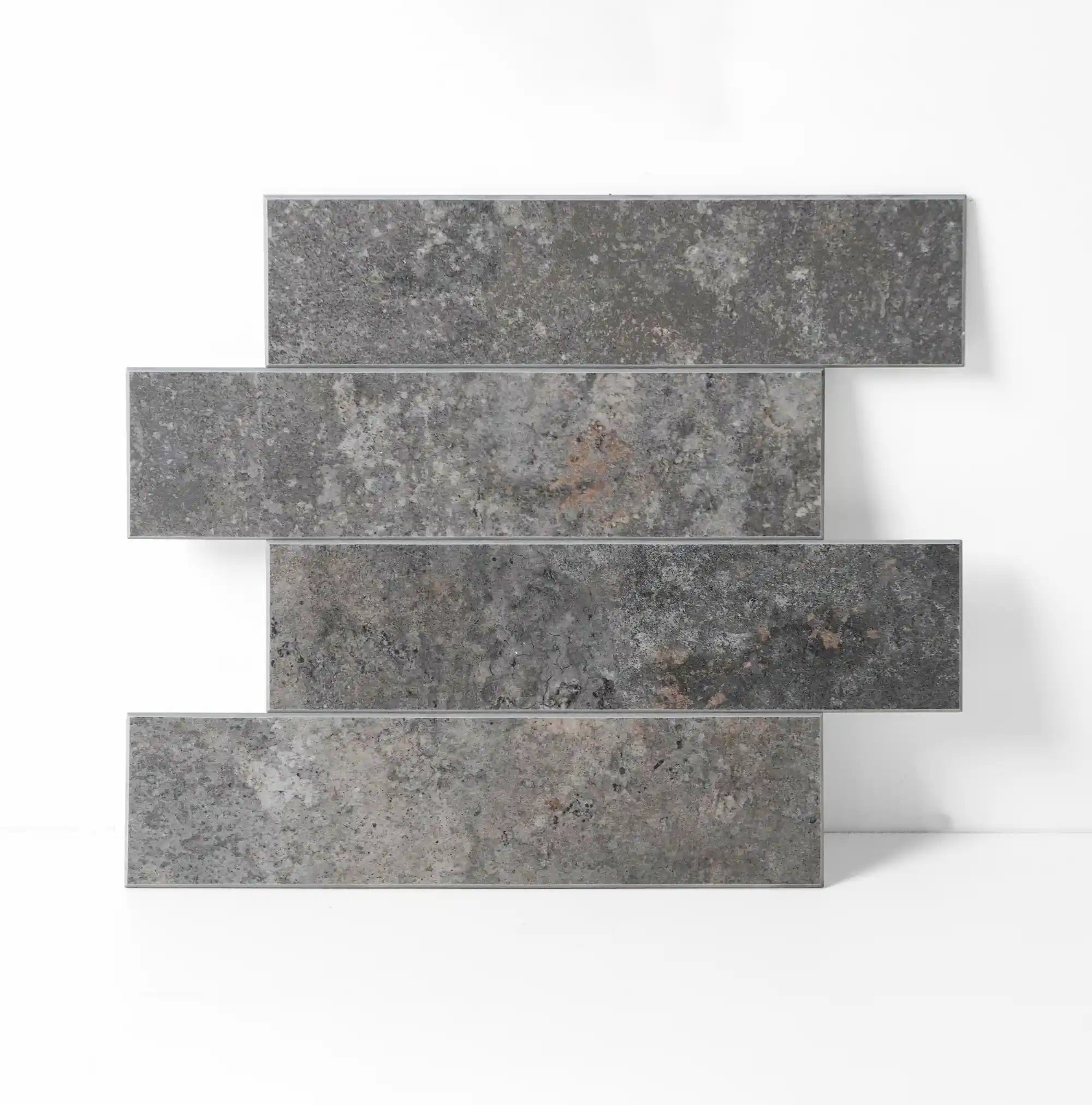 Crédence autocollante en carreaux de métro allongés COLAMO, brun-gris
