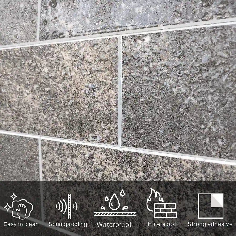 Carreaux de métro à surface granulée COLAMO BLACK, autocollants, pour dosseret mural 