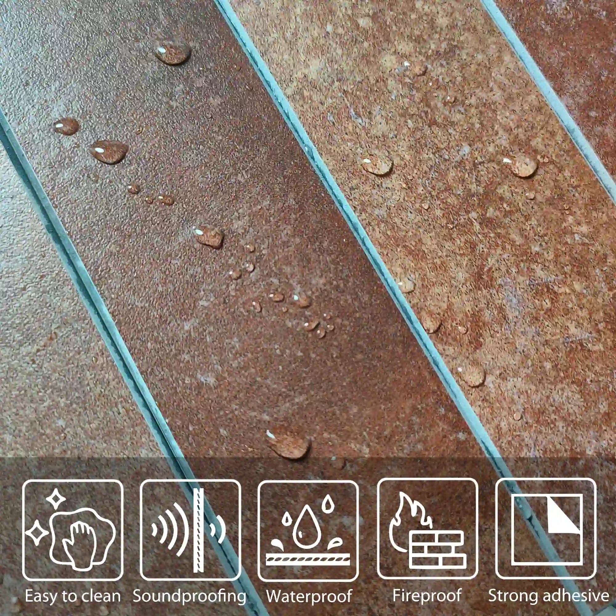 Crédence autocollante en carreaux de métro allongés COLAMO, terre cuite, brun rouille 