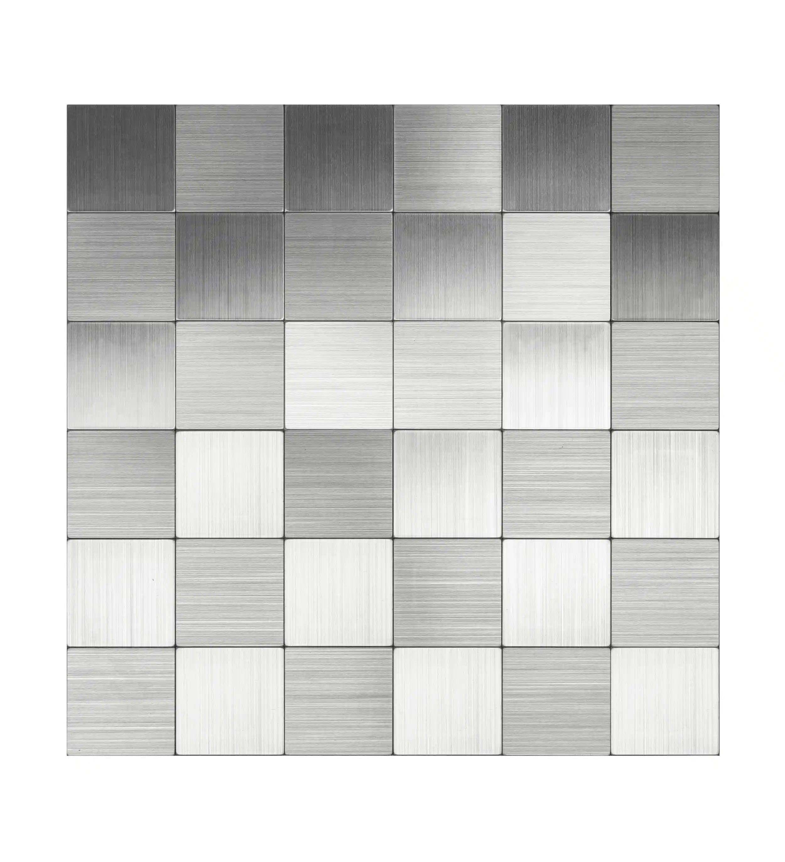 Dosseret en carreaux carrés en acier inoxydable à décoller et coller 12" x 12"