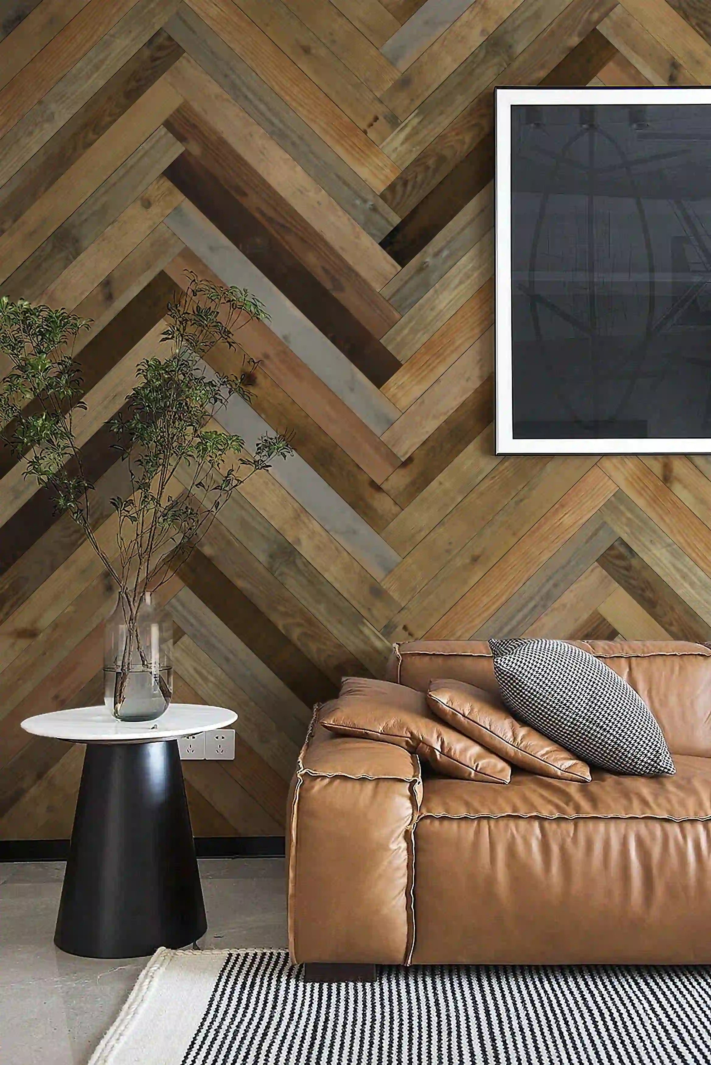 COLAMO 4.53"x35.43" Peel and Stick Reclaimed Wood Planks For Walls