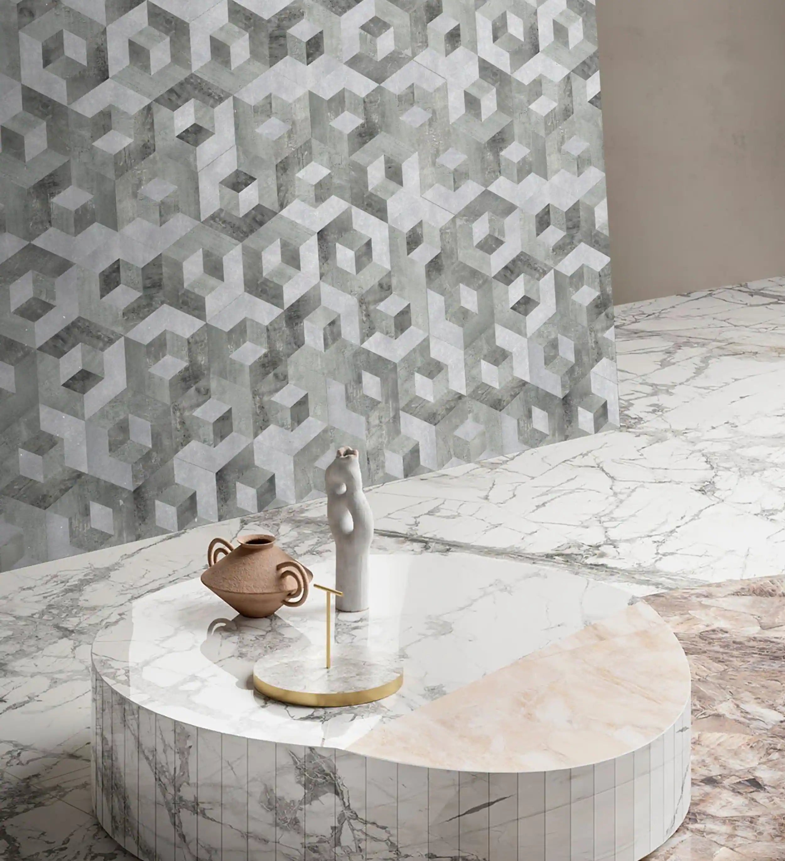 Illusion Peel and Stick Backsplashes Hexagon Tiles, Moon Cloud