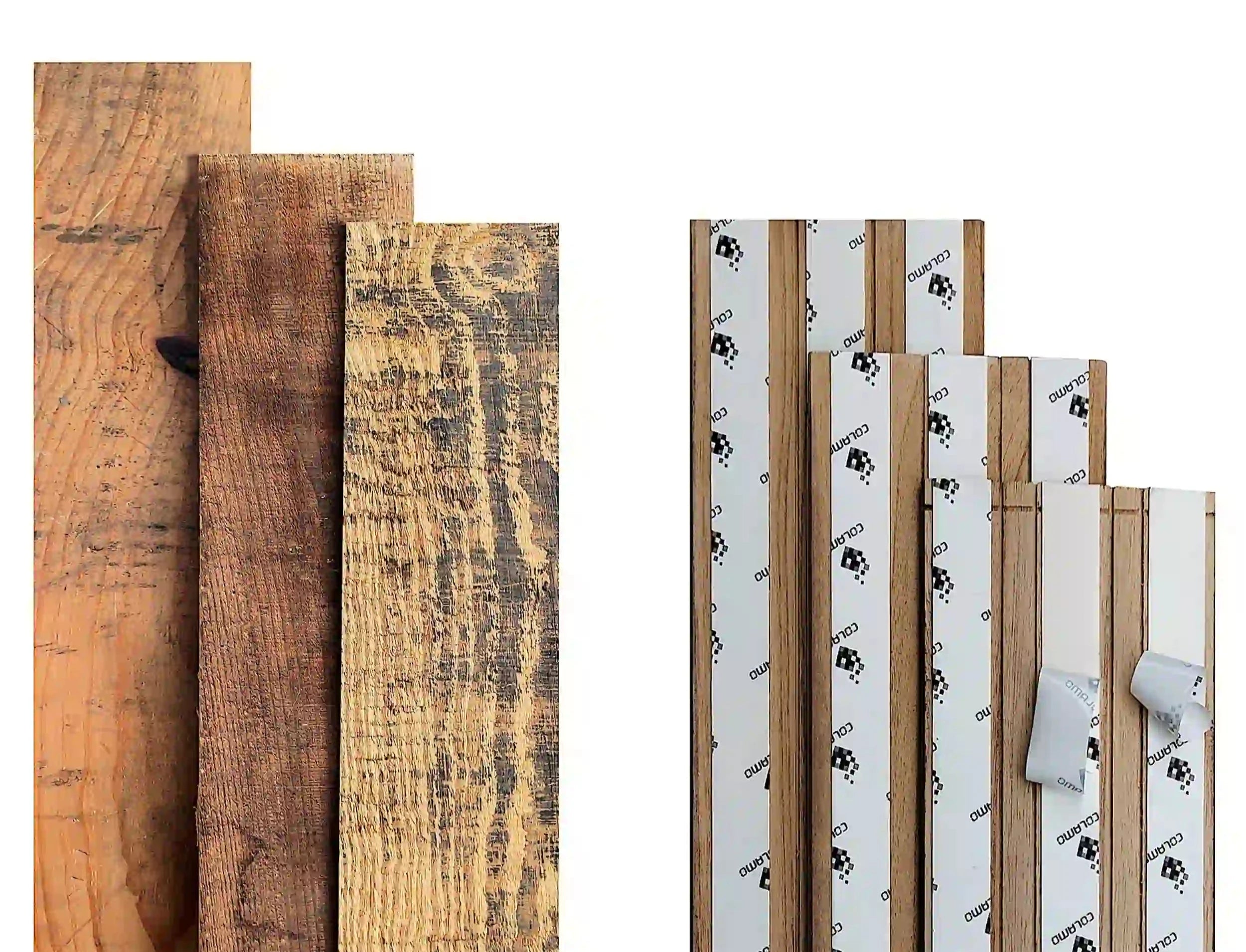 COLAMO 4.53"x35.43" Peel and Stick Reclaimed Wood Planks For Walls