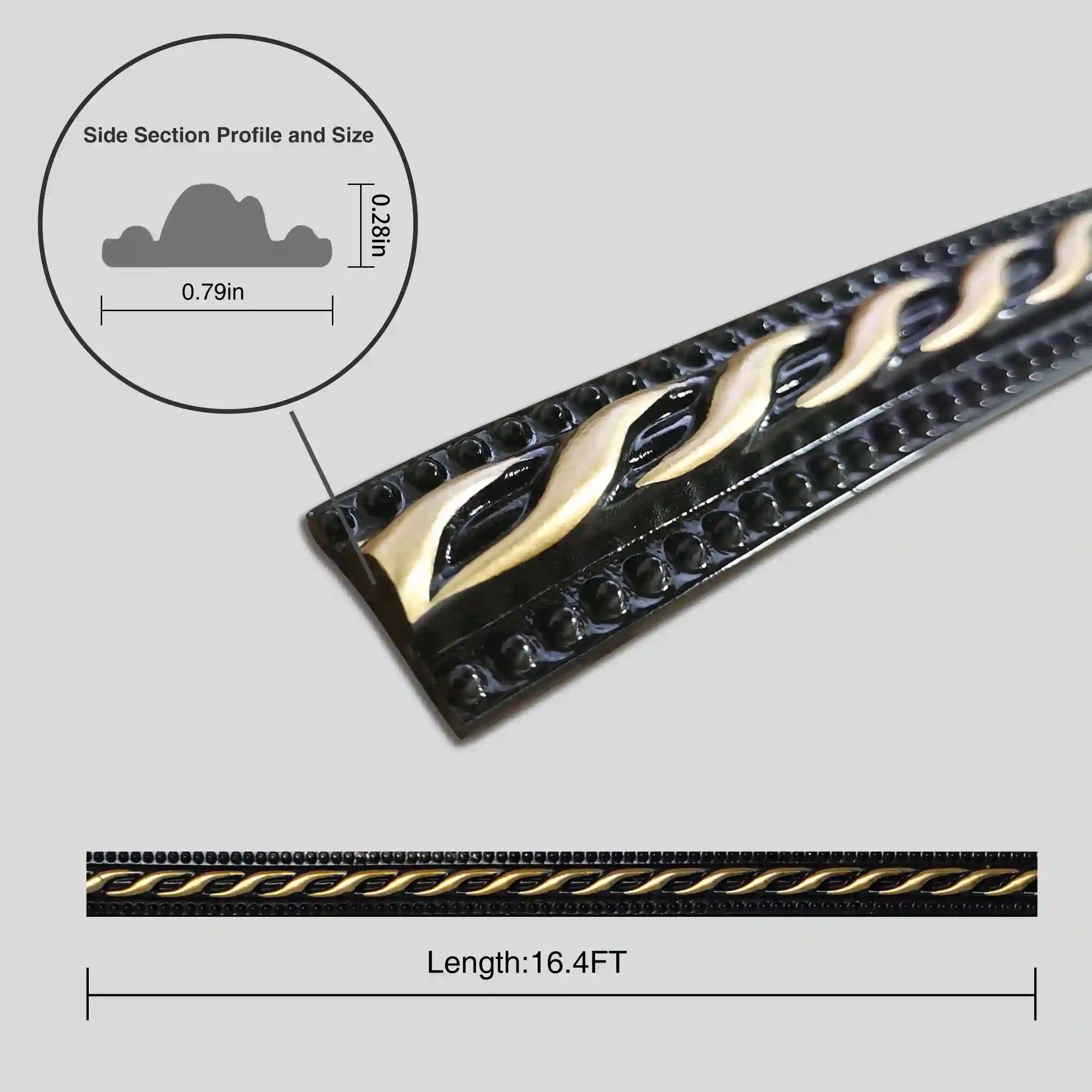 COLAMO Moulure adhésive noire dorée pour plinthes, bordure de carrelage 