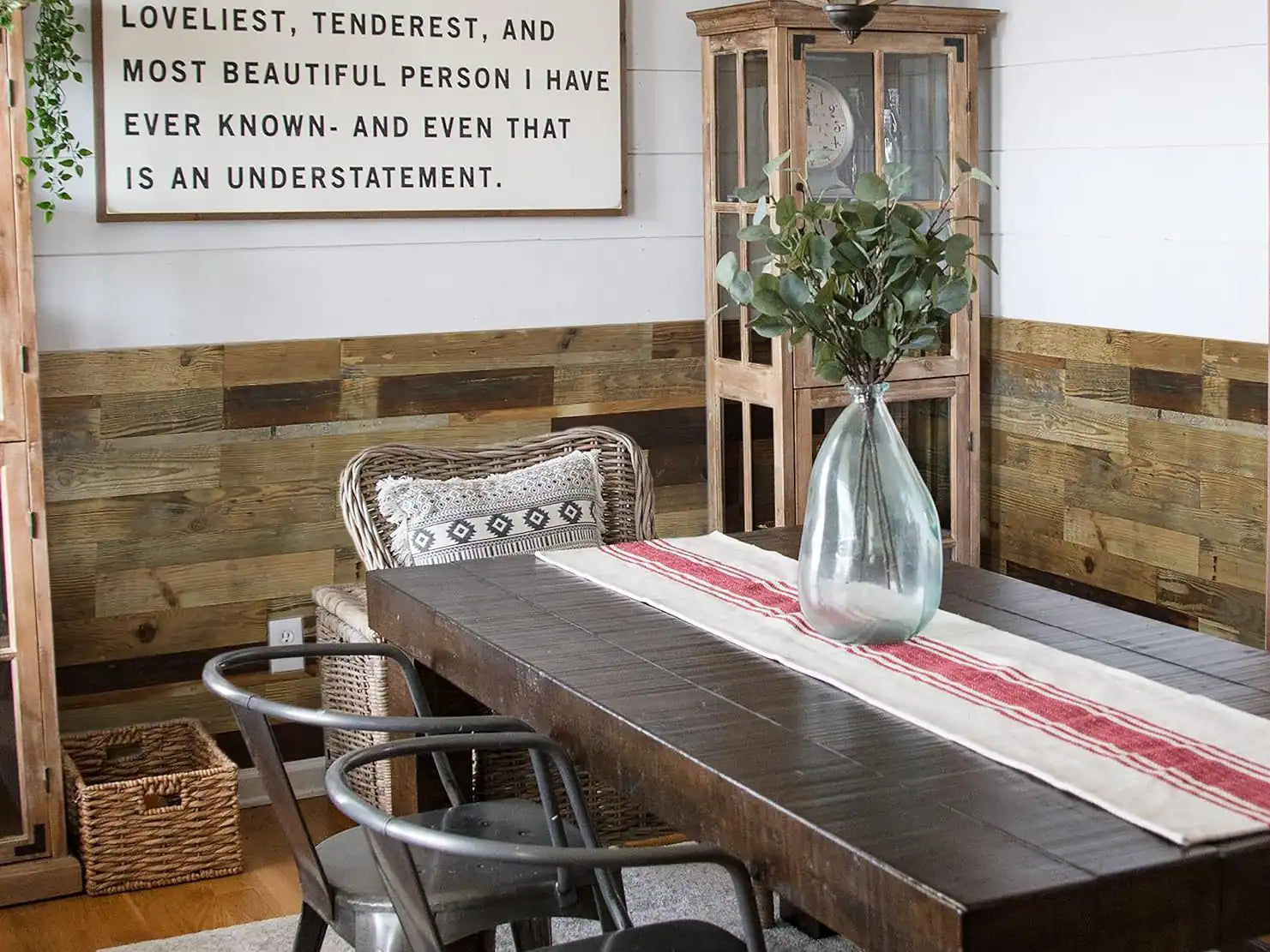 COLAMO 4.53"x35.43" Peel and Stick Reclaimed Wood Planks For Walls
