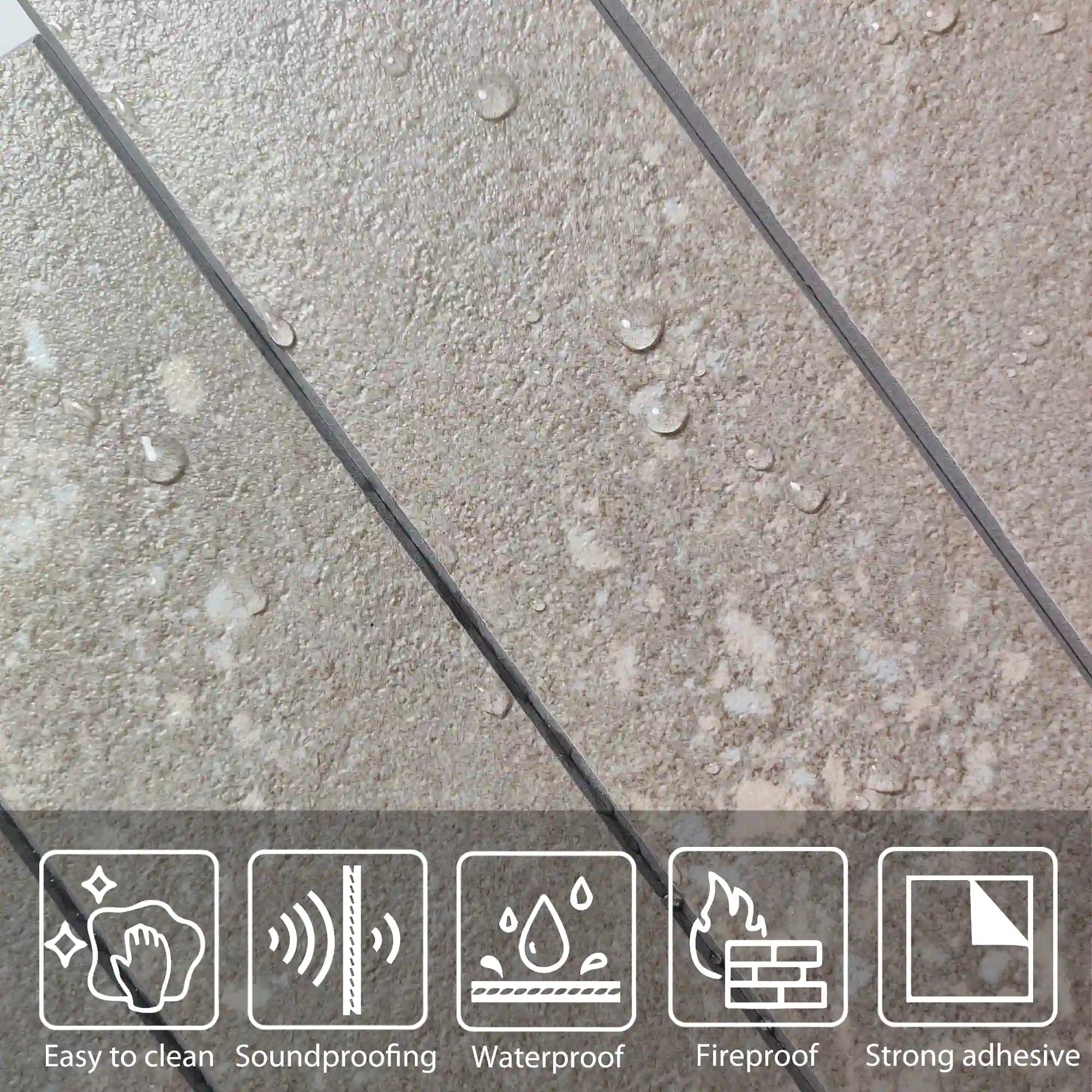 Crédence autocollante en carreaux métro allongés COLAMO, beige calcaire 