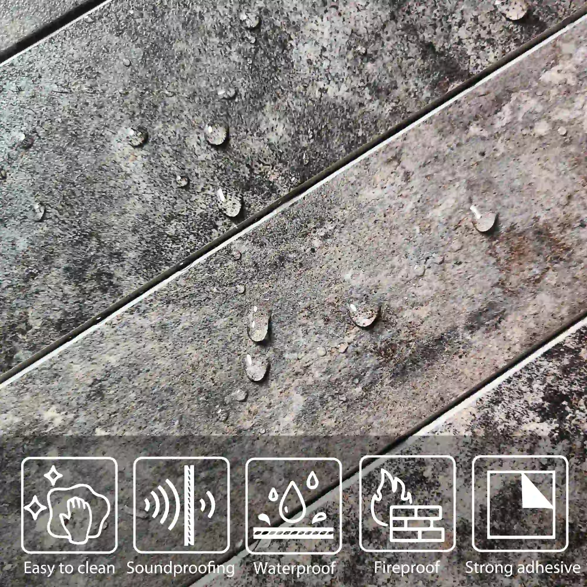 Crédence autocollante en carreaux de métro allongés COLAMO, brun-gris 
