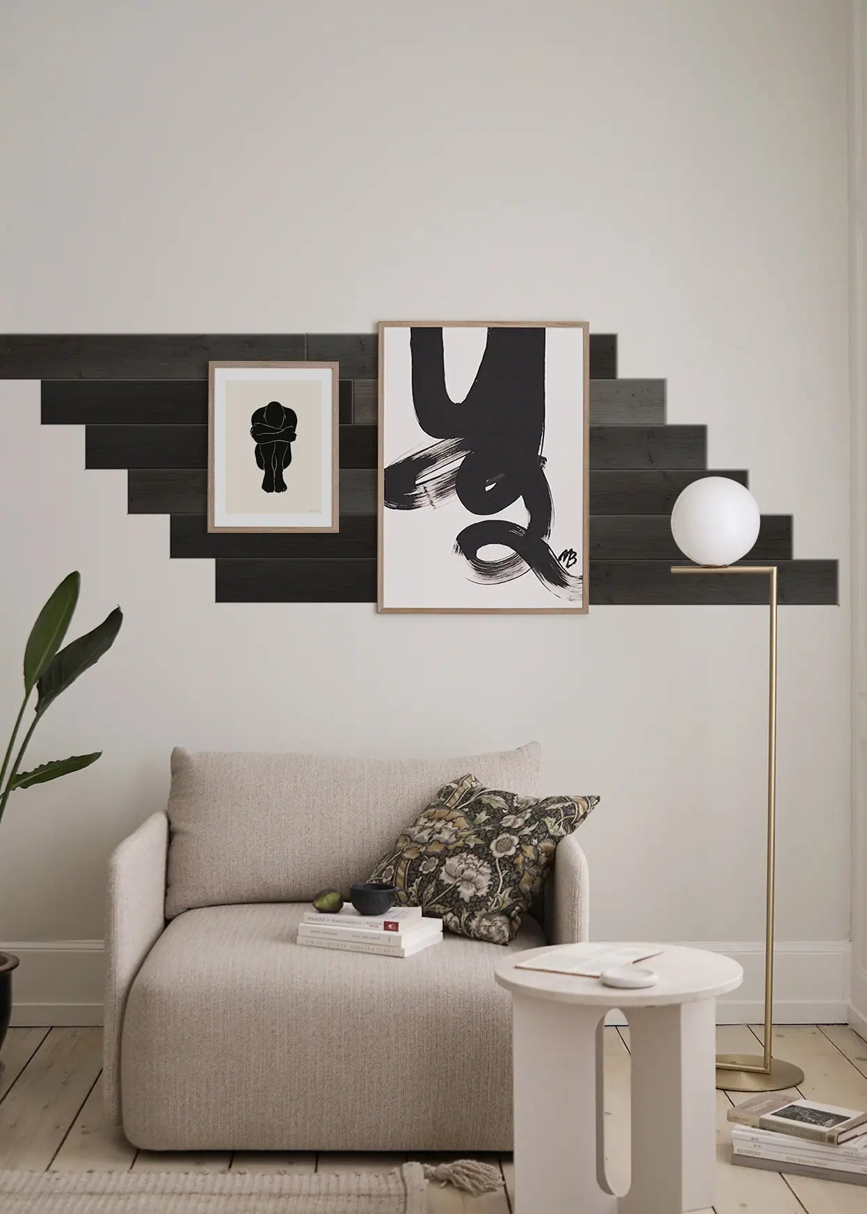 Planches de bois noir COLAMO en pin à peler et coller pour murs 