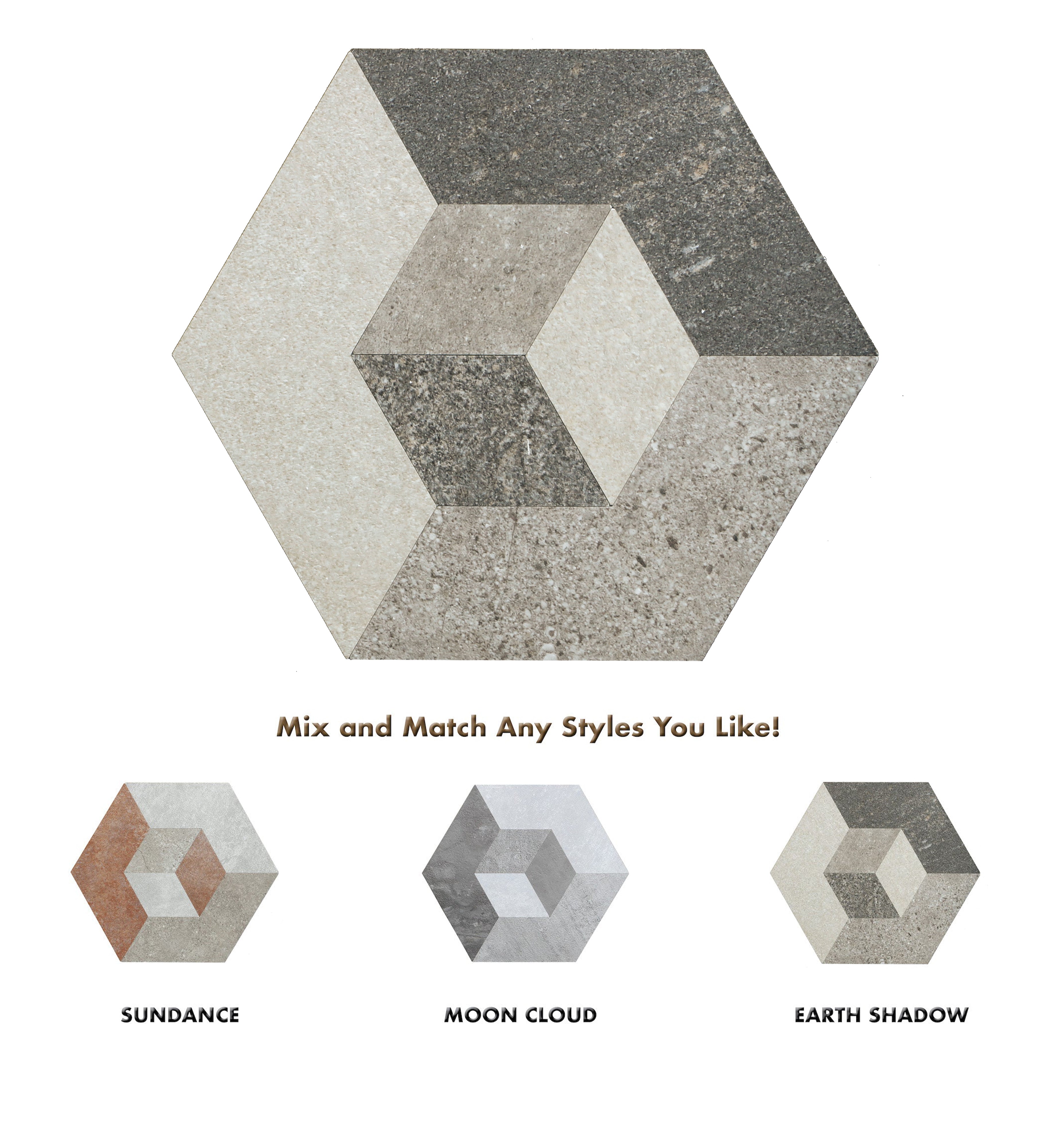 Carreaux hexagonaux pour dosseret autocollant Illusion, Earth Shadow